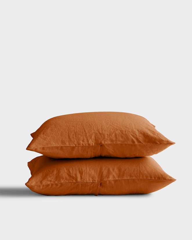 Terracotta European Linen Sham Set