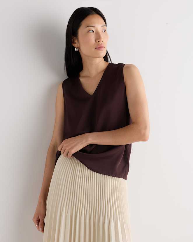 Chocolate Plum Brown Washable Stretch Silk Tank