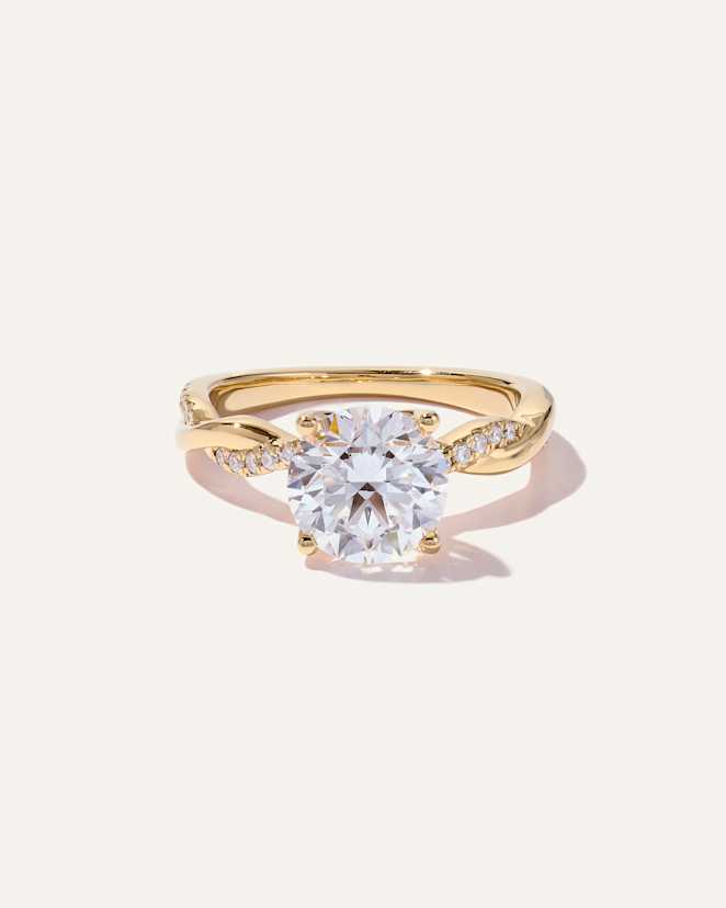 Yellow Gold Lab Grown Diamond Round Twisted Engagement Ring - 2.5ct