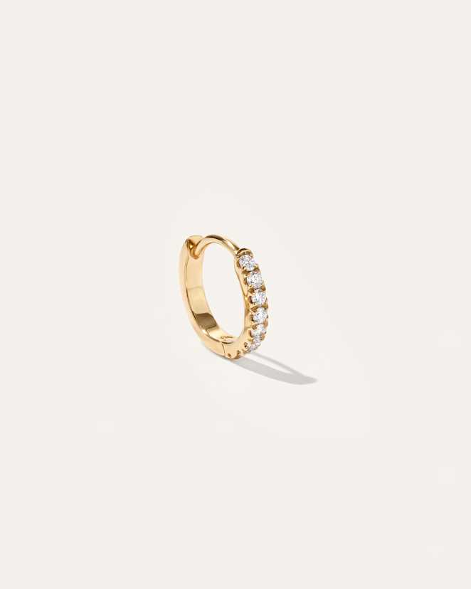 Yellow Gold 14K Gold Pave Diamond Mini Huggie