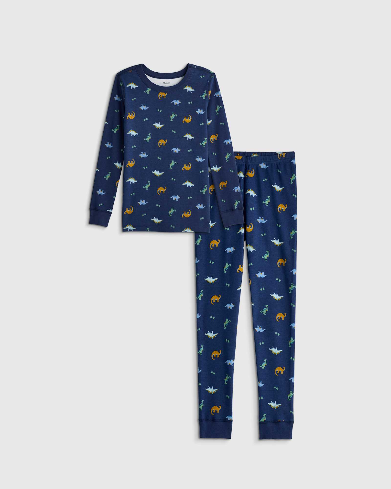 U--846 Toddler 100 Organic Cotton Long Sleeve and Pant Pajama Set Little Dinos 14482 CROPPED SET