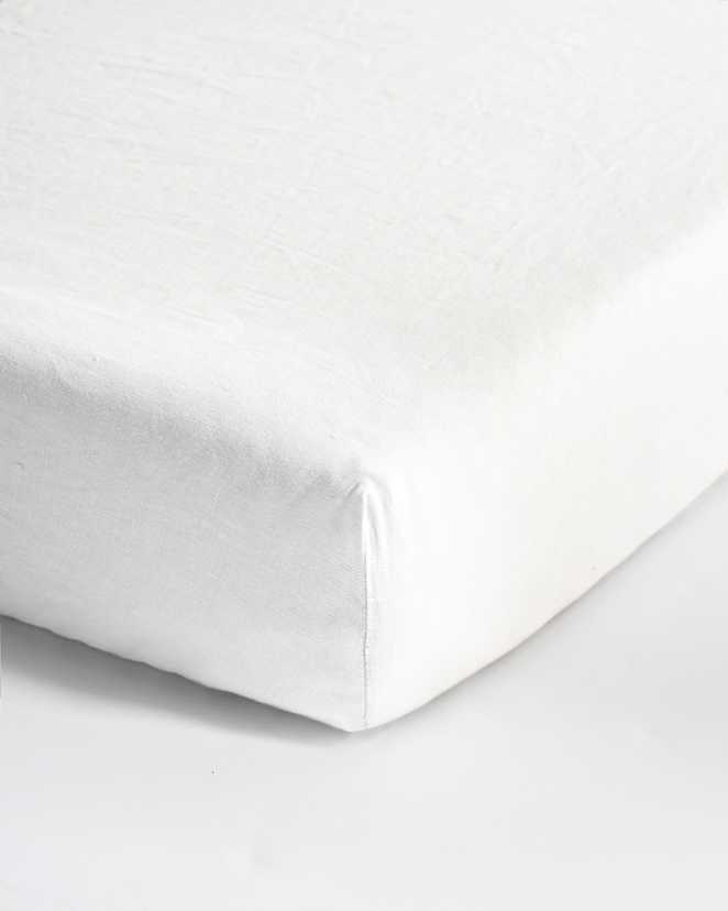 White European Linen Fitted Crib Sheet