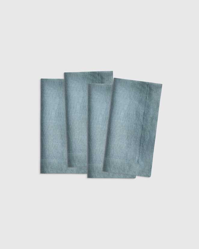 Ocean European Linen Wide-Hem Napkins (Set of 4)