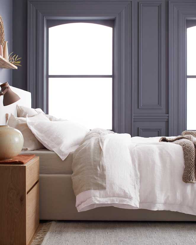 White European Linen Double Flange Duvet Cover