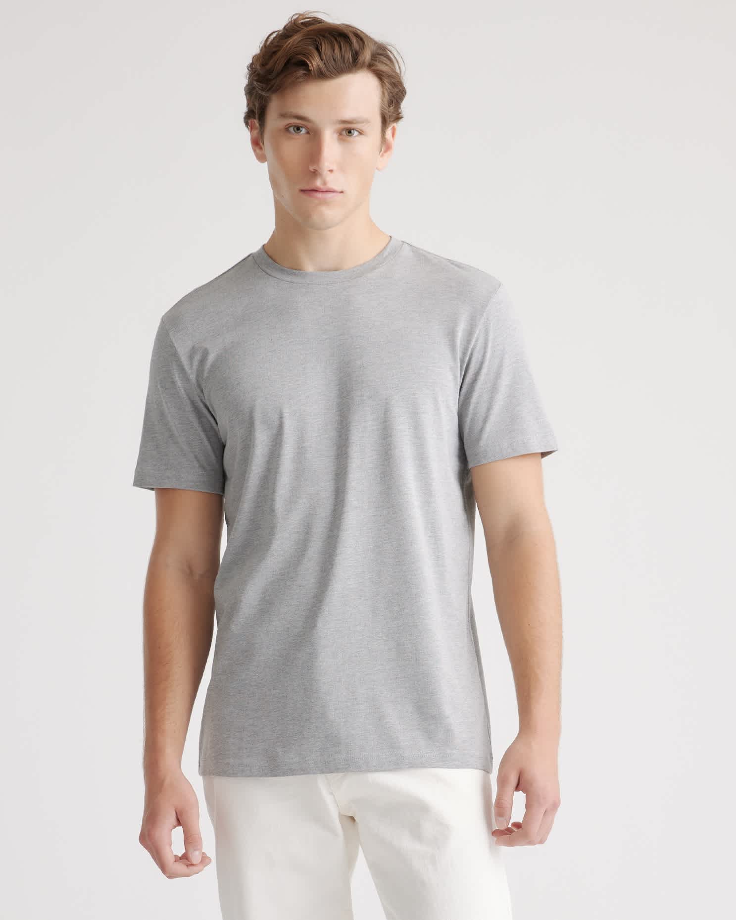 Heather Grey Cotton Modal Crew Neck Tee
