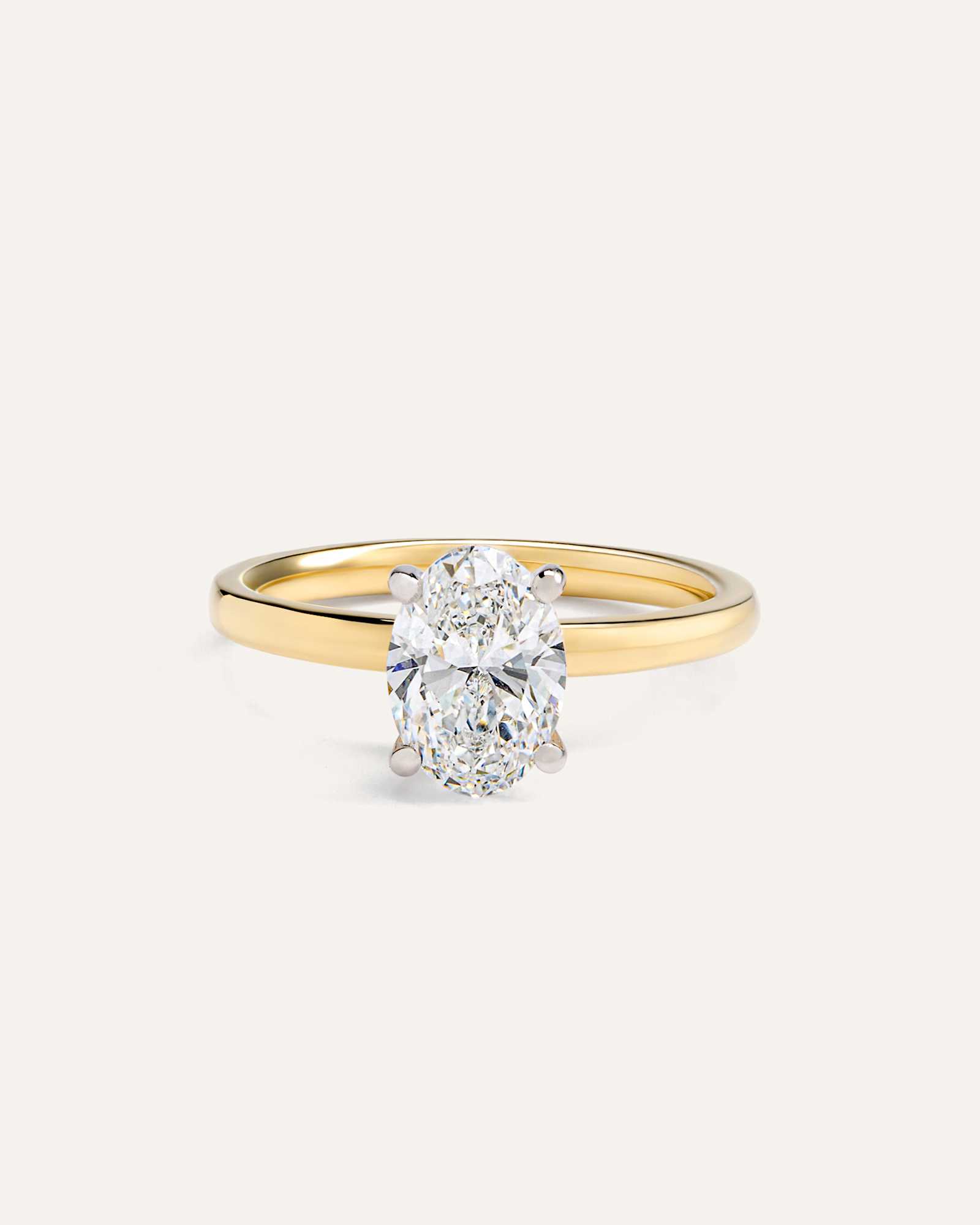 Yellow Gold Lab Grown Diamond Oval Comfort Fit Engagement Ring - 1.50ct