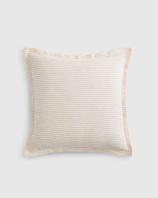 Natural/White Stripe European Linen Stripe Euro Sham
