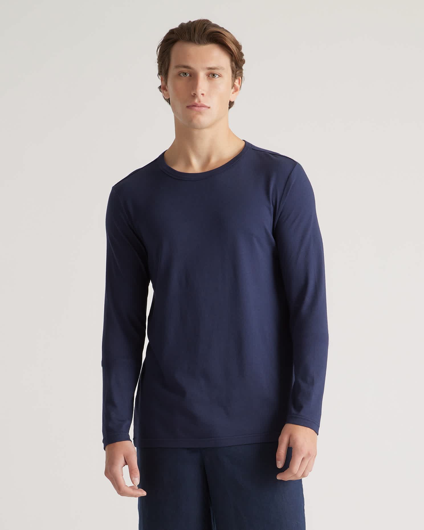 Navy Cotton Modal Long Sleeve Tee