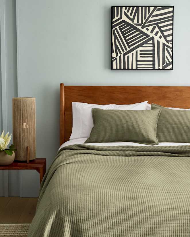 Ripped coverlet lg 167341 Olive Olive Organic Ribbed Cotton Shams