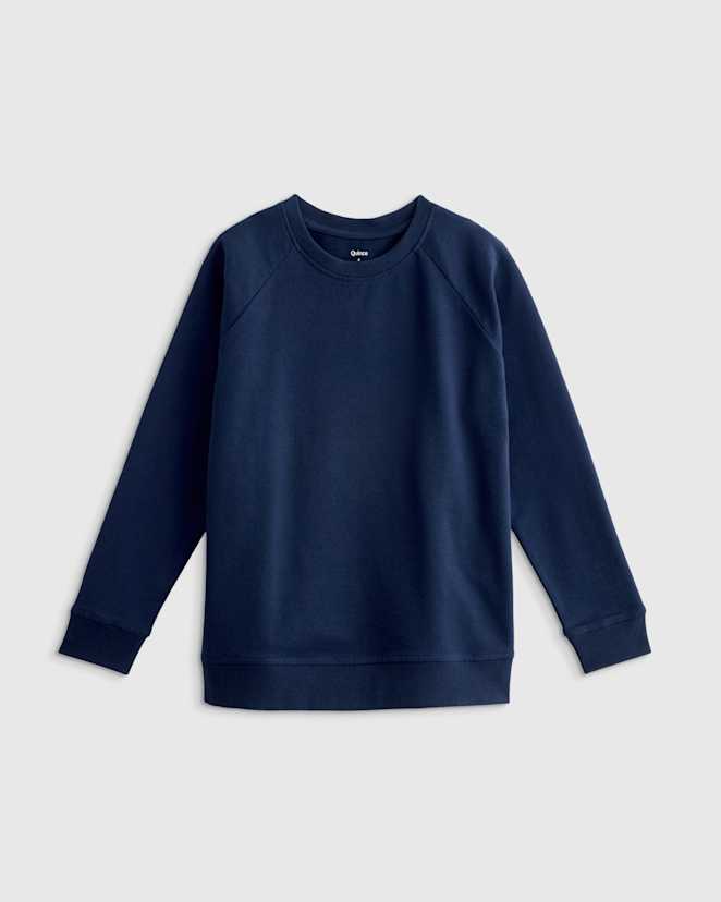 Navy Organic Cotton French Terry Crew Neck Sweatshirt