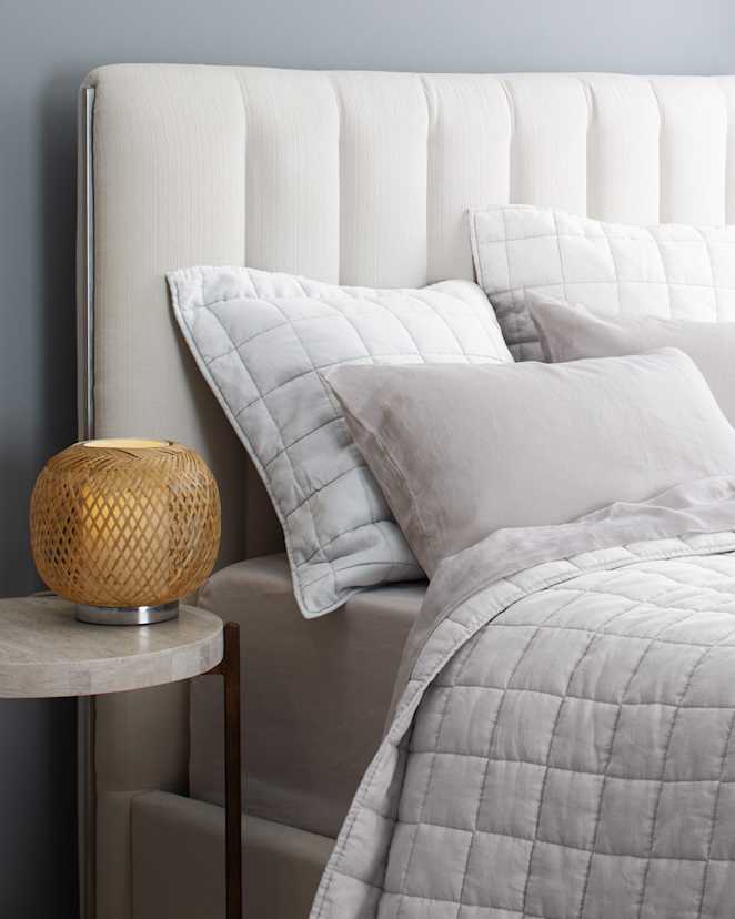 White European Linen Box Quilted Euro Sham