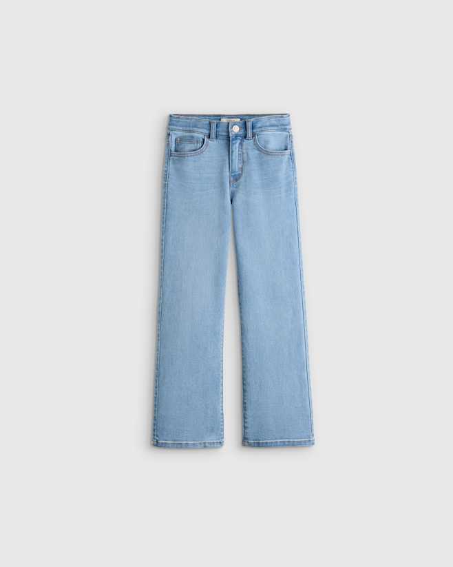 Light Wash Girls Stretch Wide Leg Jeans