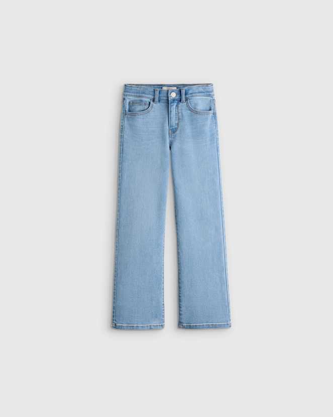 Light Wash Girls Stretch Wide Leg Jeans