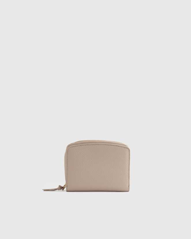 Taupe Italian Pebbled Leather Compact Wallet