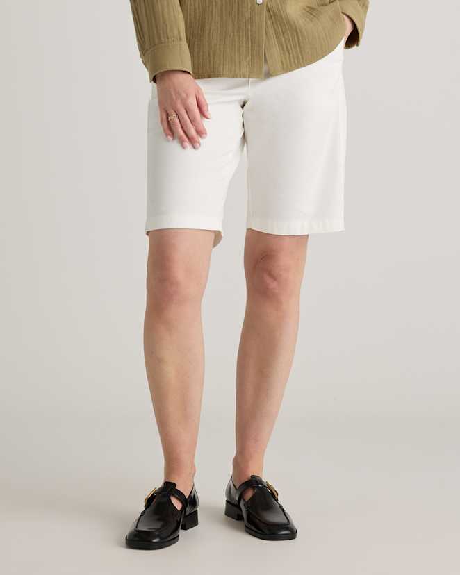 Ivory Organic Stretch Cotton Chino Bermuda Shorts