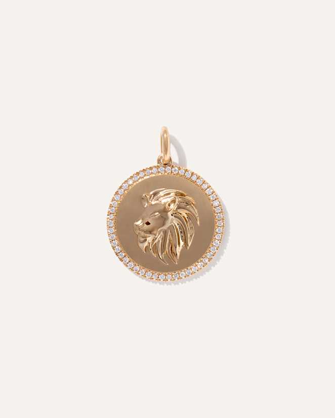 Yellow Gold 14K Gold Pave Zodiac Medallion Charm