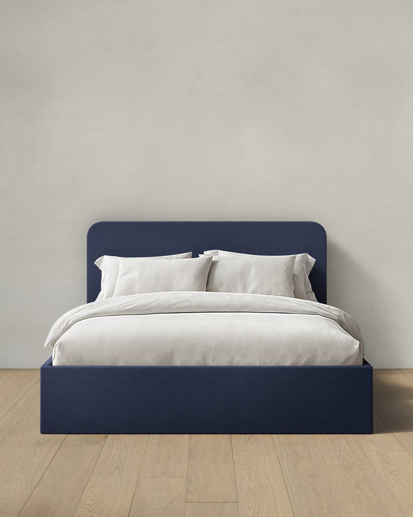 navy 100% Linen Curved Bed