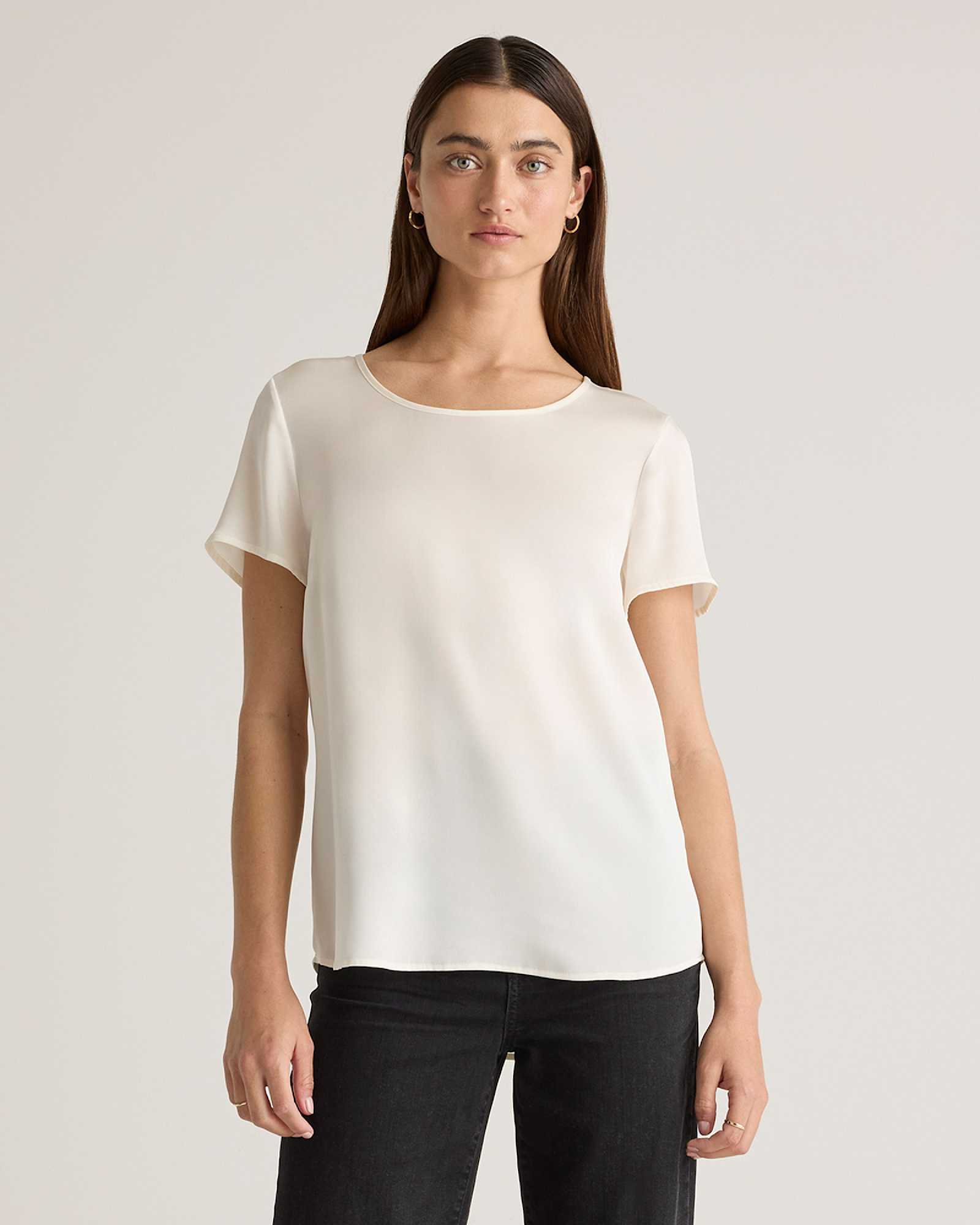 morel-grey Washable Stretch Silk Tee