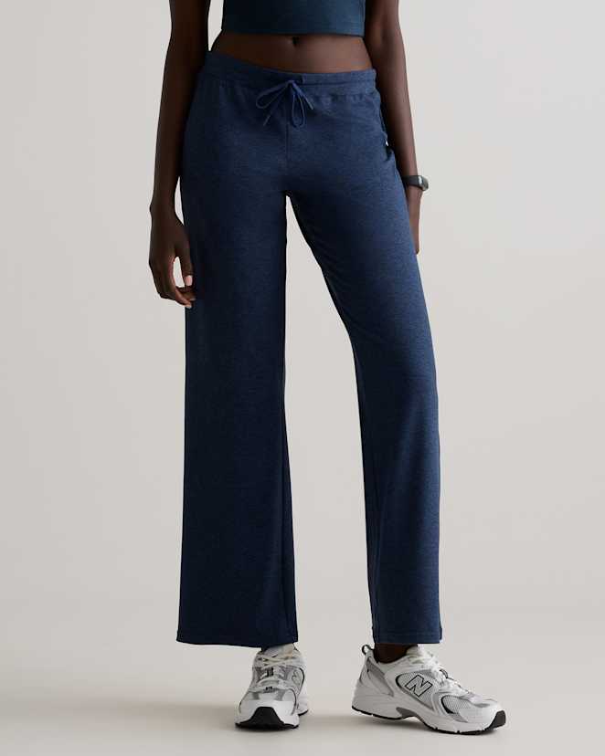 Heather Navy Flowknit Wide Leg Pants