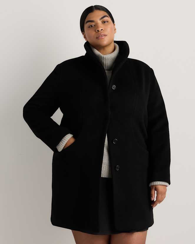 Black Wool Cashmere Cocoon Coat