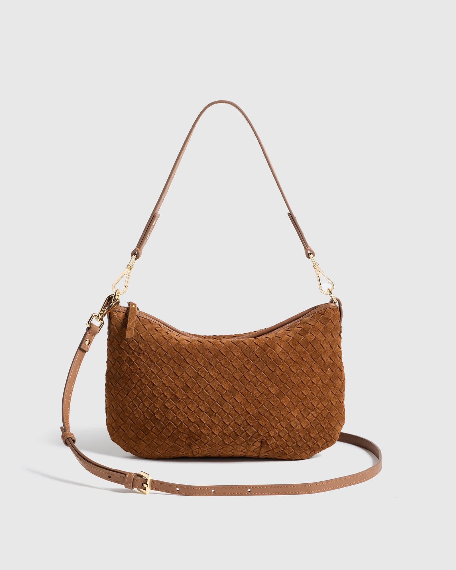 Whiskey Suede Handwoven Mini Shoulder Bag