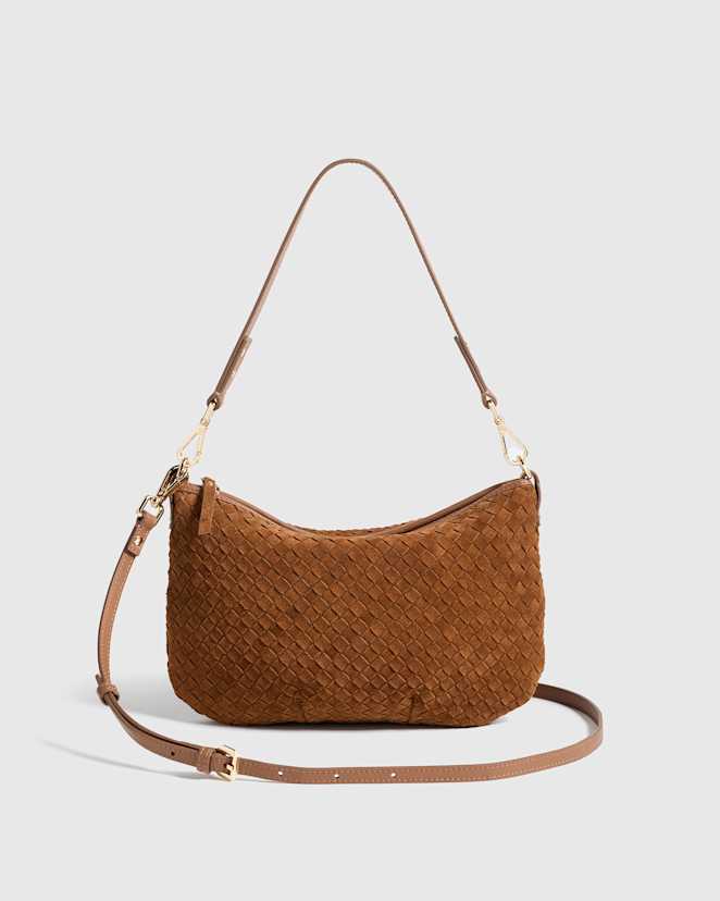 Whiskey Suede Handwoven Mini Shoulder Bag