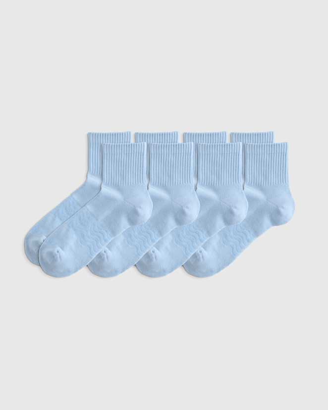 Porcelain Blue Everyday Cotton Solid Quarter Socks (4-Pack)