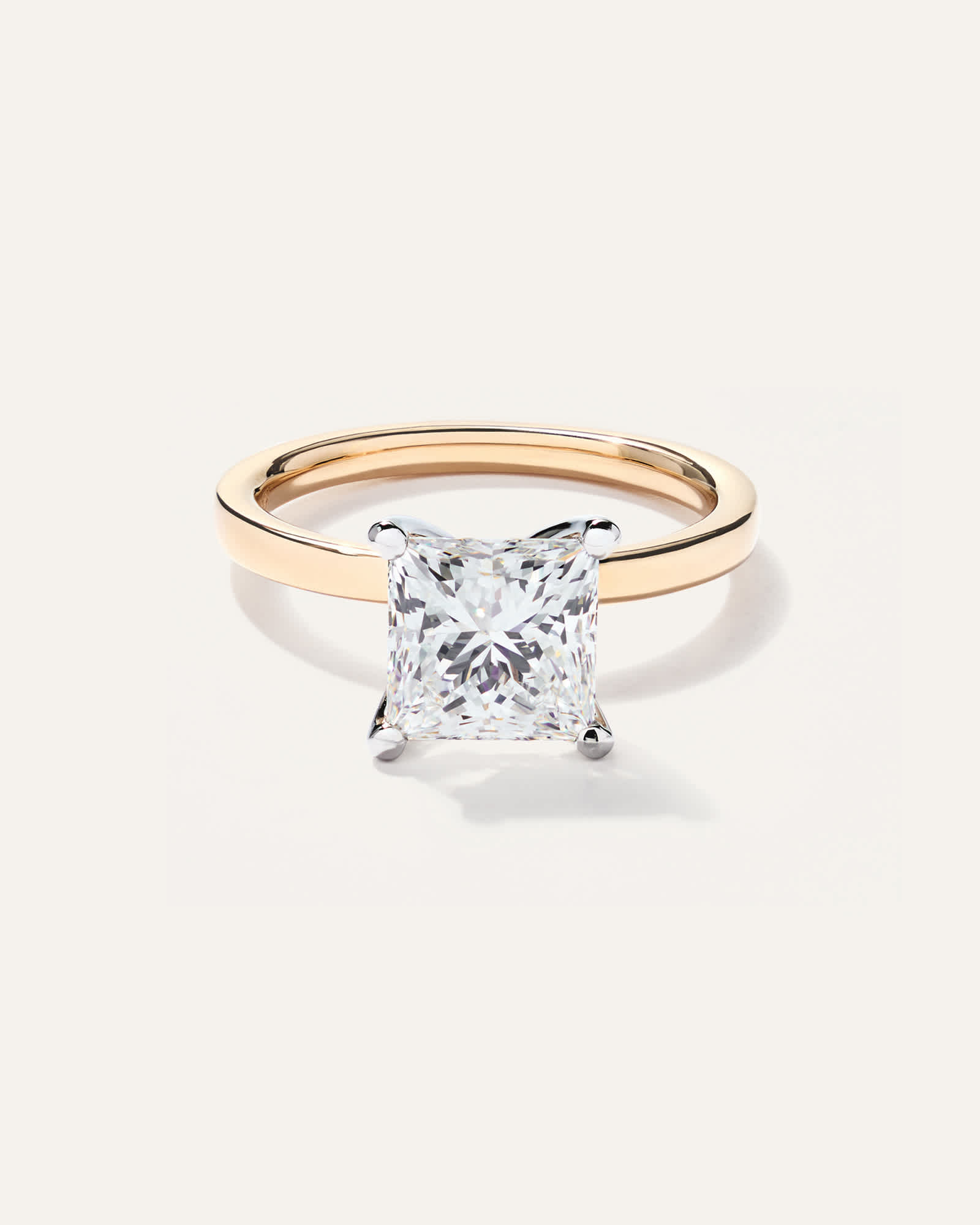 Yellow Gold Lab Grown Diamond Princess Comfort Fit Engagement Ring - 2.5ct
