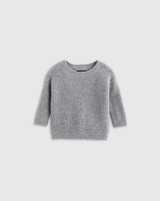 Heather Grey Washable Cashmere Fisherman Tunic Sweater