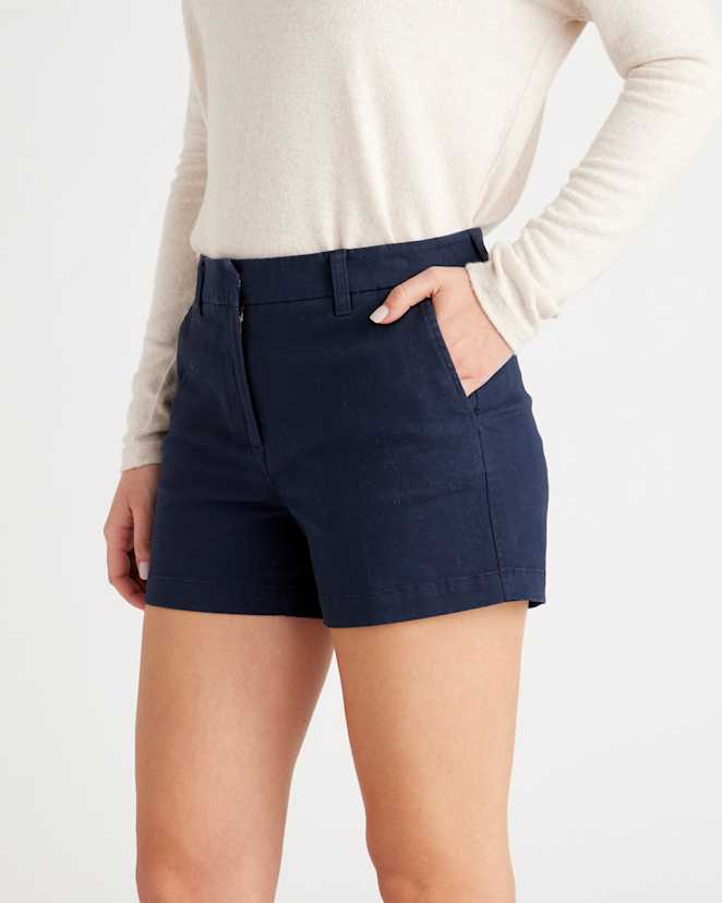 Navy Organic Stretch Cotton Chino Shorts