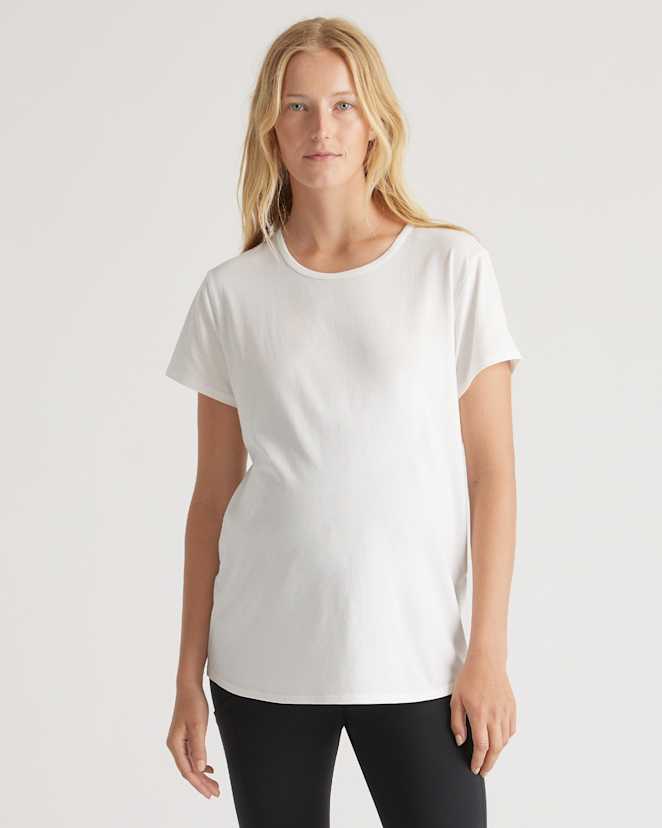 White/Black Cotton Modal Maternity Crew Neck Tee (2-pack)