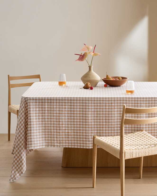 Cafe Nappe en lin européen à motif vichy