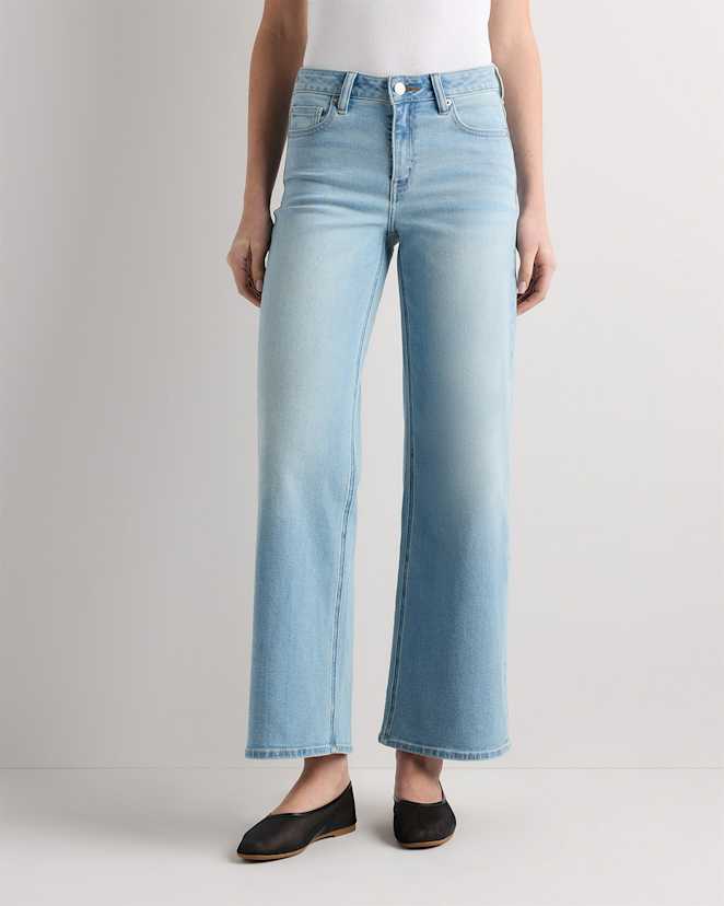 Frosted Blue Luna Stretch Wide Leg Jeans
