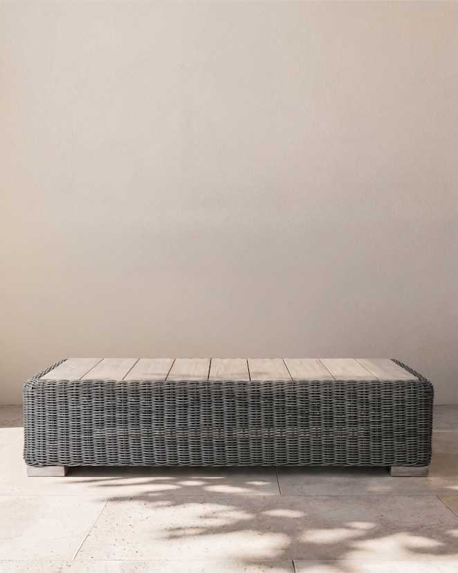 Grey Weave Classic All-Weather Wicker Outdoor Coffee Table