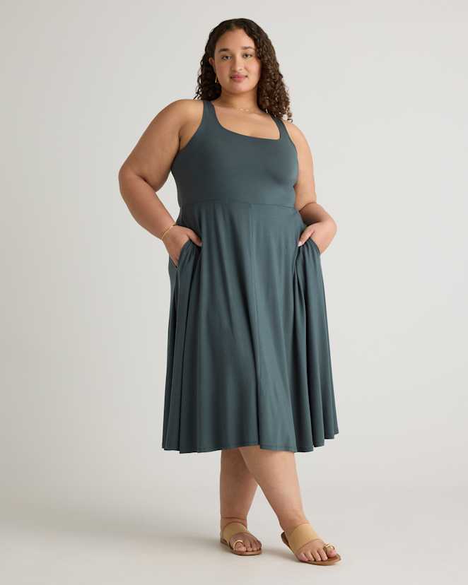 Dark Olive Tencel Jersey Fit & Flare Dress