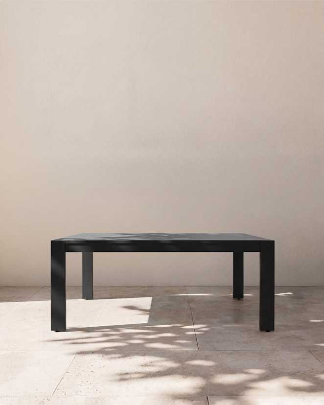 Dark Charcoal Linear Aluminum Outdoor Dining Table