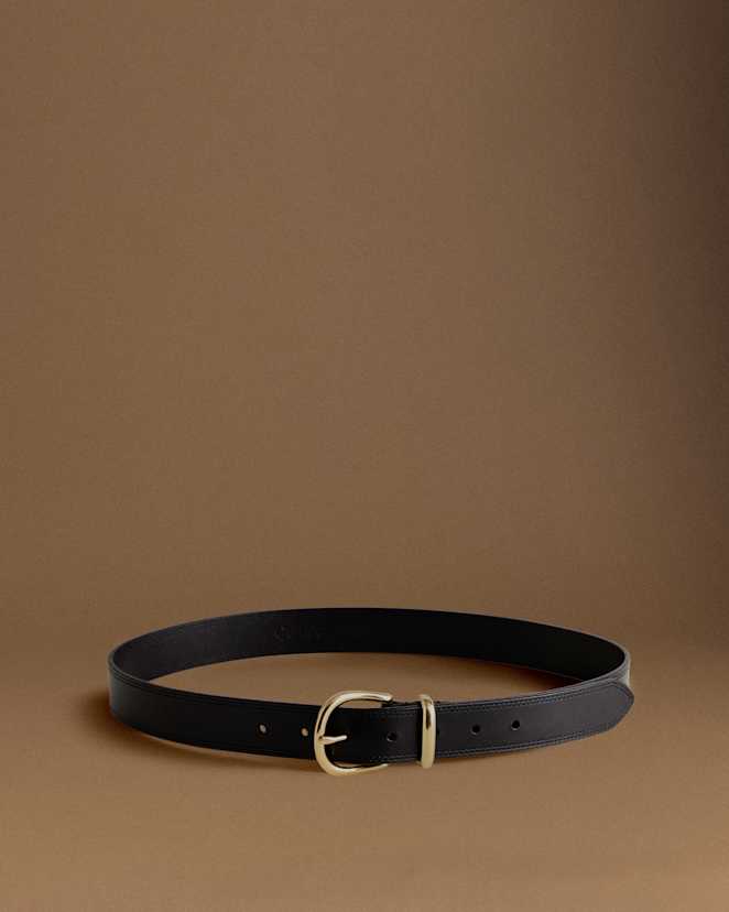 Black Allegra European Leather Belt
