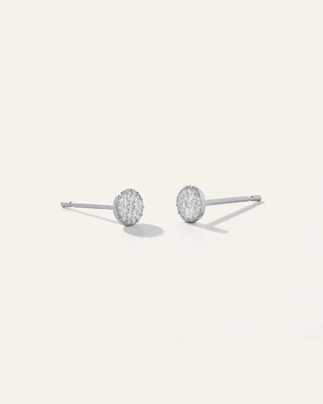 White Gold 14K Gold Pave Diamond Round Studs