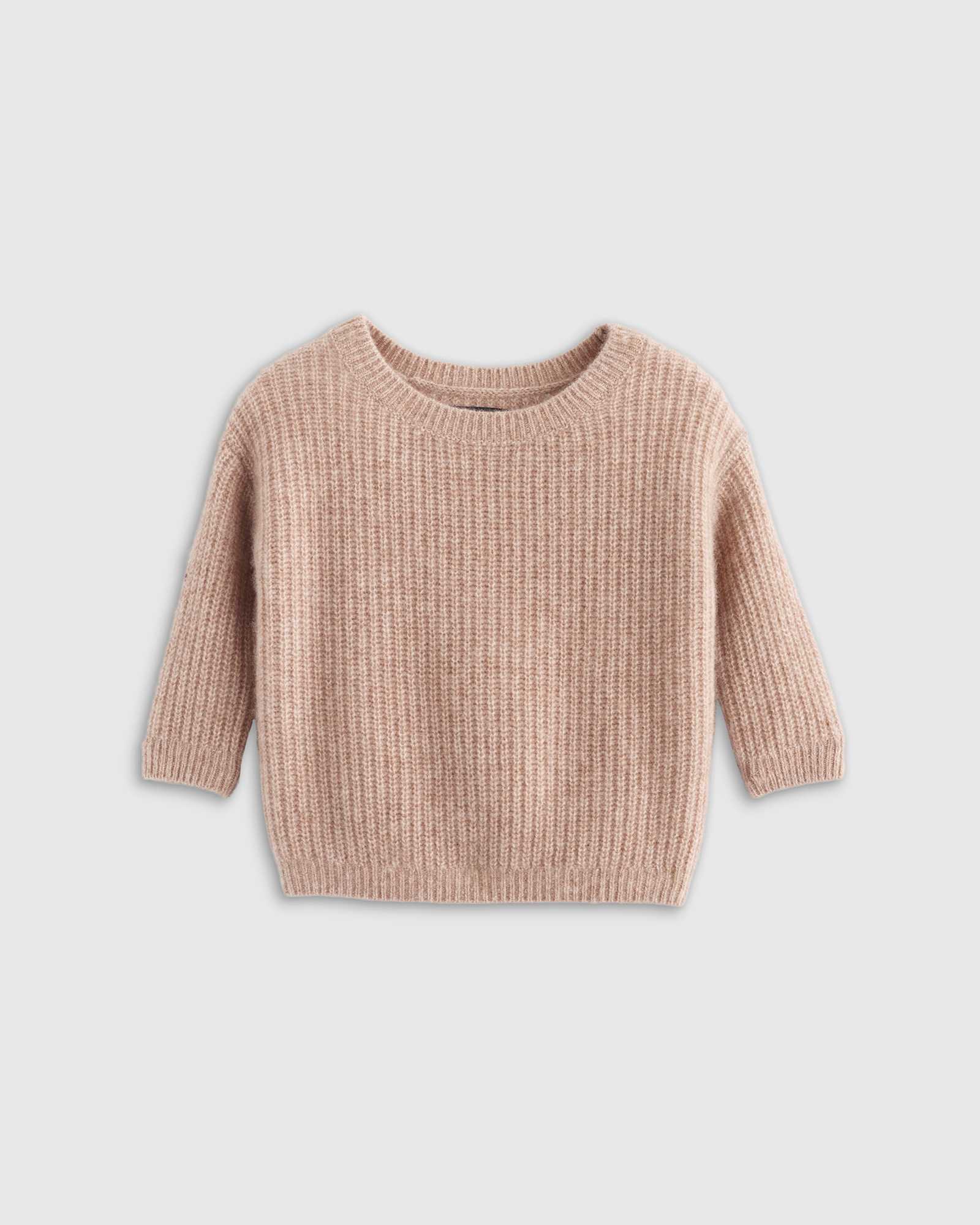 oatmeal Washable Cashmere Fisherman Tunic Sweater