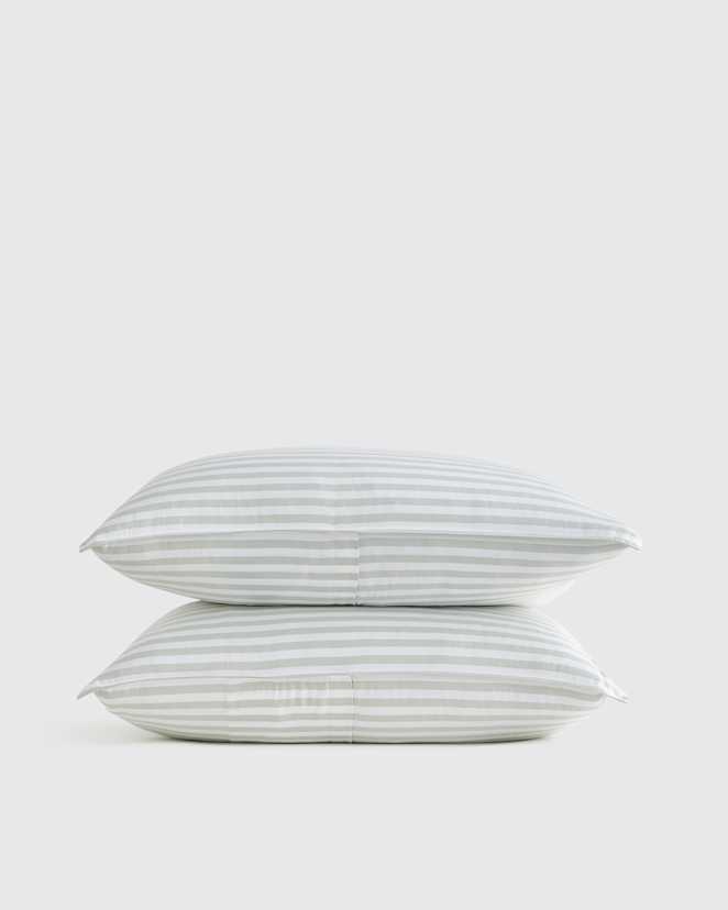 Tailored Stripe Mist Bamboo Sham Set