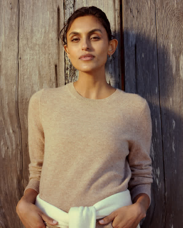 Oatmeal Mongolian Cashmere Crewneck Sweater