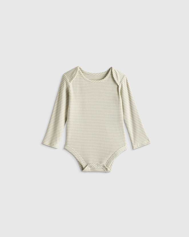 Grey Stripe Softest Rib Long Sleeve Bodysuit