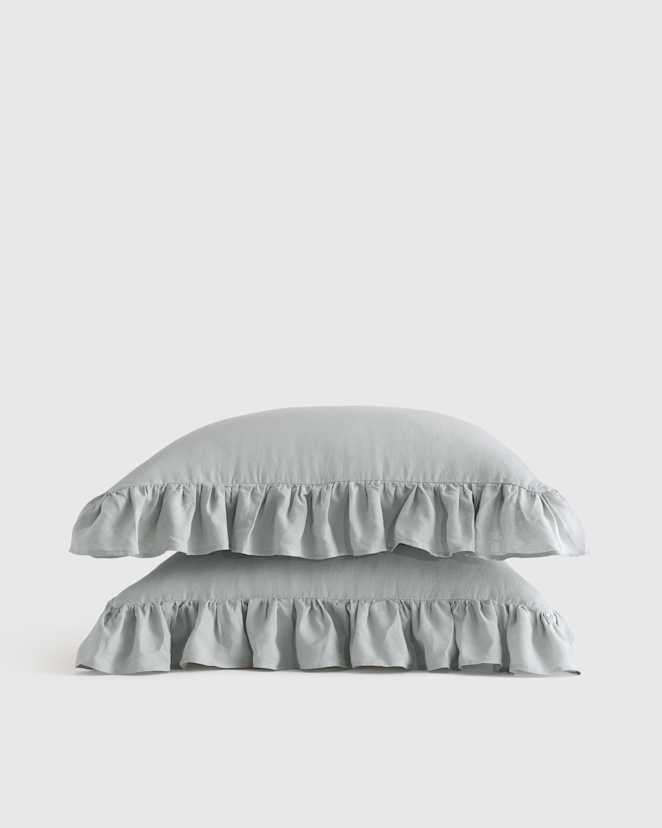 Mist European Linen Ruffle Sham Set