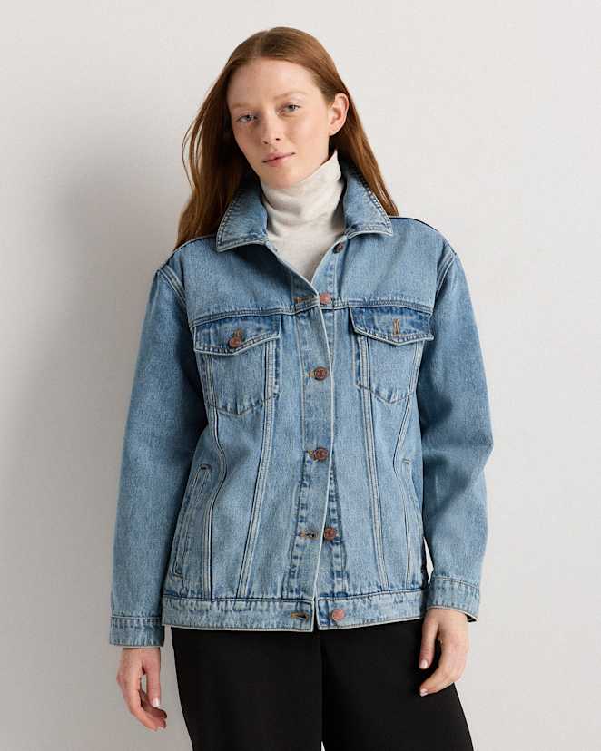 Indigo Blue Blouson surdimensionné en denim de coton biologique à 100 %