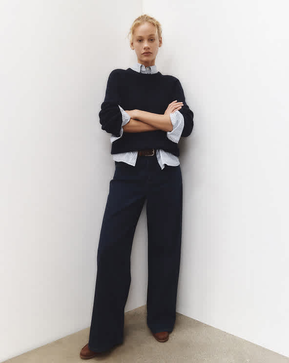 Deep Rinse Bella Stretch Wide Leg Jeans