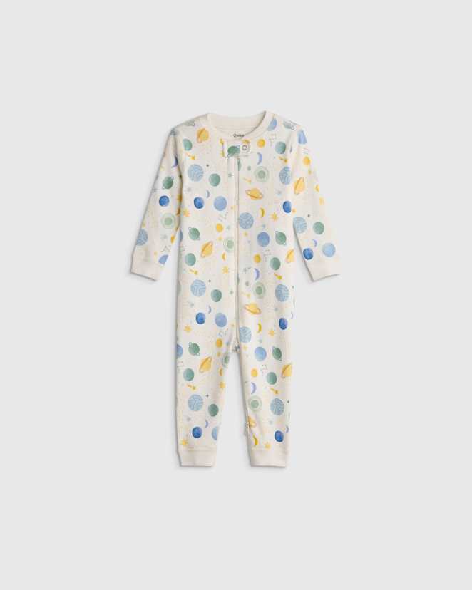 Celestial Dreams Cream Pyjama une-pièce 100 % coton biologique