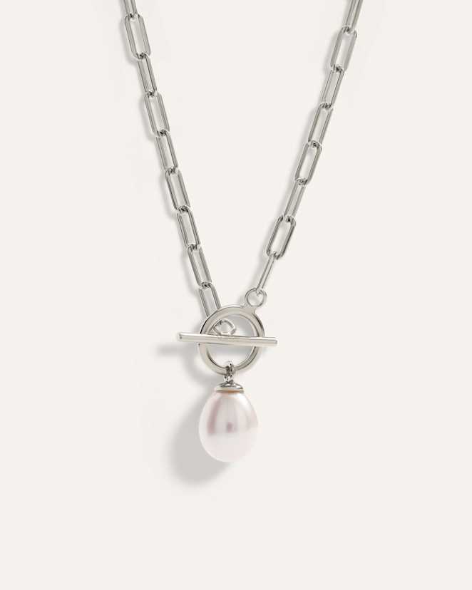 Sterling Silver Freshwater Cultured Pearl Toggle Necklace