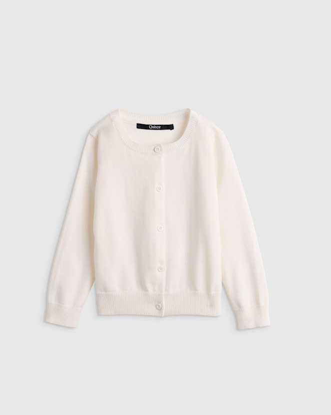 Ivory 100% Organic Cotton Crewneck Cardigan