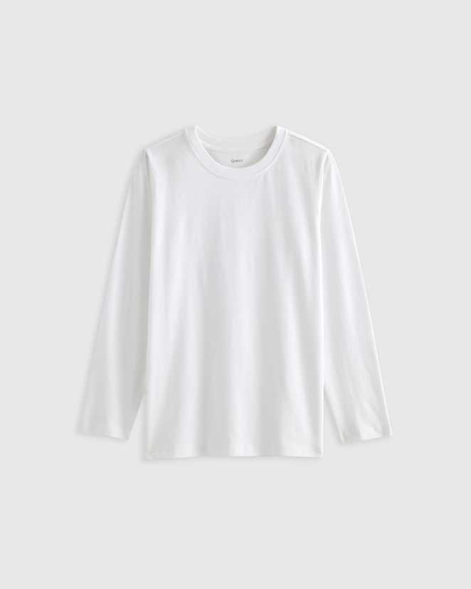 White 100% Organic Cotton Jersey Long Sleeve Tee