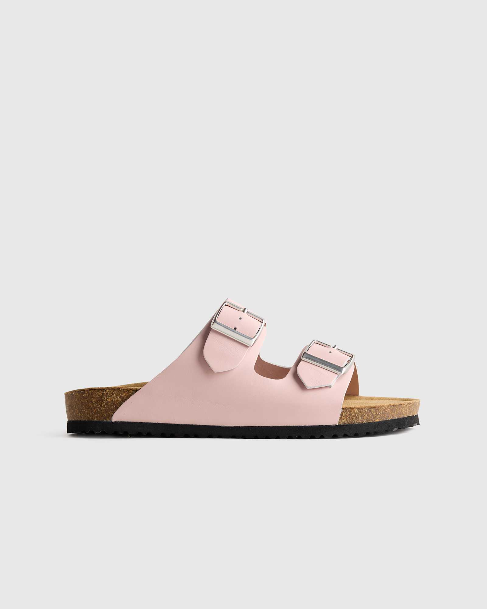 Shell Pink Nappa Leather Double Buckle Slide